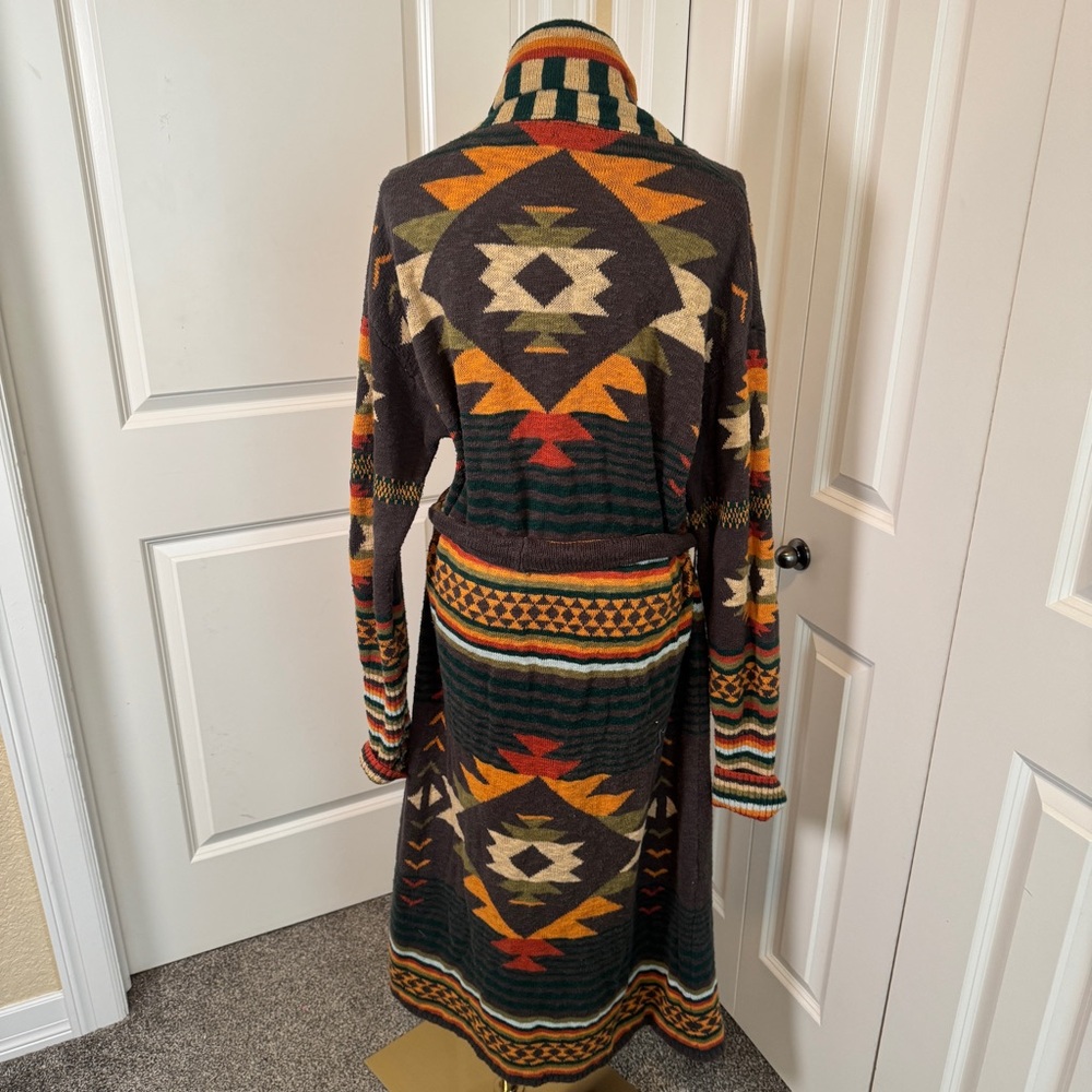 FAHERTY B. Yellowtail Paloma Duster Cardigan Valley Multi Eagle Peak Green Large - Picture 5 of 11